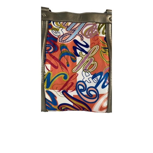 NY&C Metallic Graffiti Print Tote Bag Multicolor Shoulder Purse - Picture 3 of 8